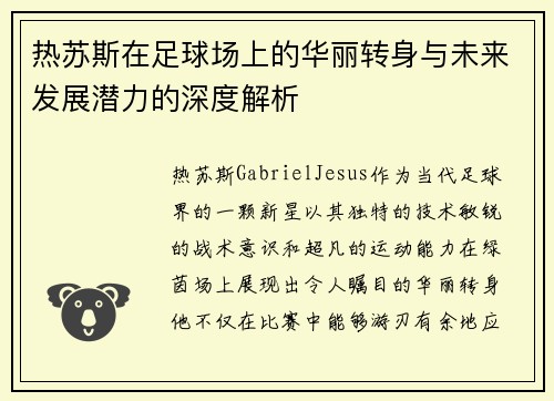 热苏斯在足球场上的华丽转身与未来发展潜力的深度解析